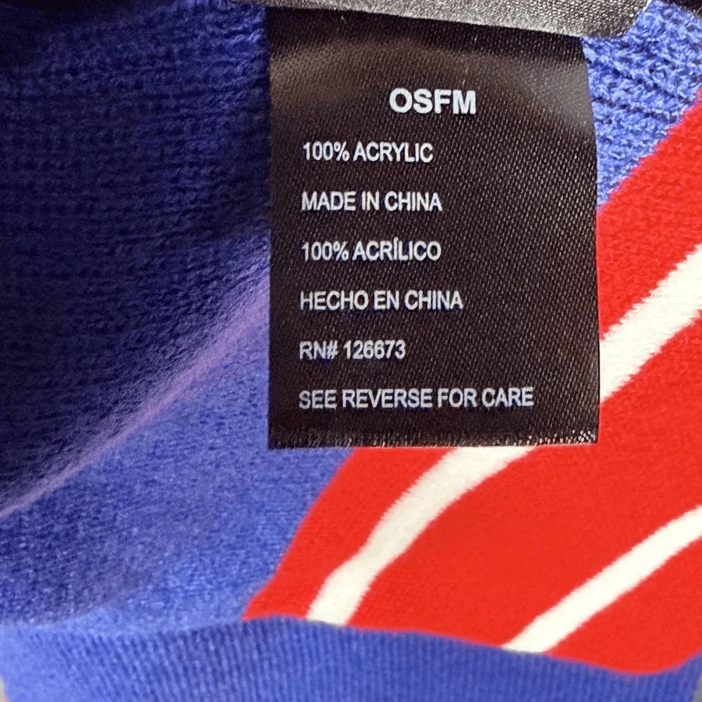 NFL Hooded Scarf Unisex OSFM Blue Red White Striped Winter Knit Football‎ Fan